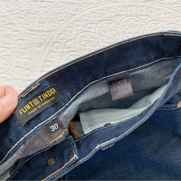 Flint and Tinder Dark-Wash Slim Tapered‎ Selvage Denim Jeans (Sz 30) - Picture 5 of 5